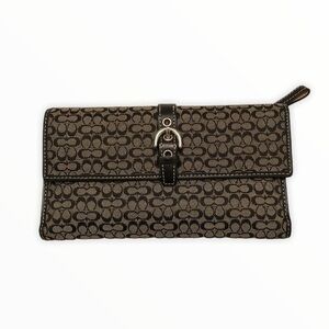 Coach signature c black gray checkbook wallet